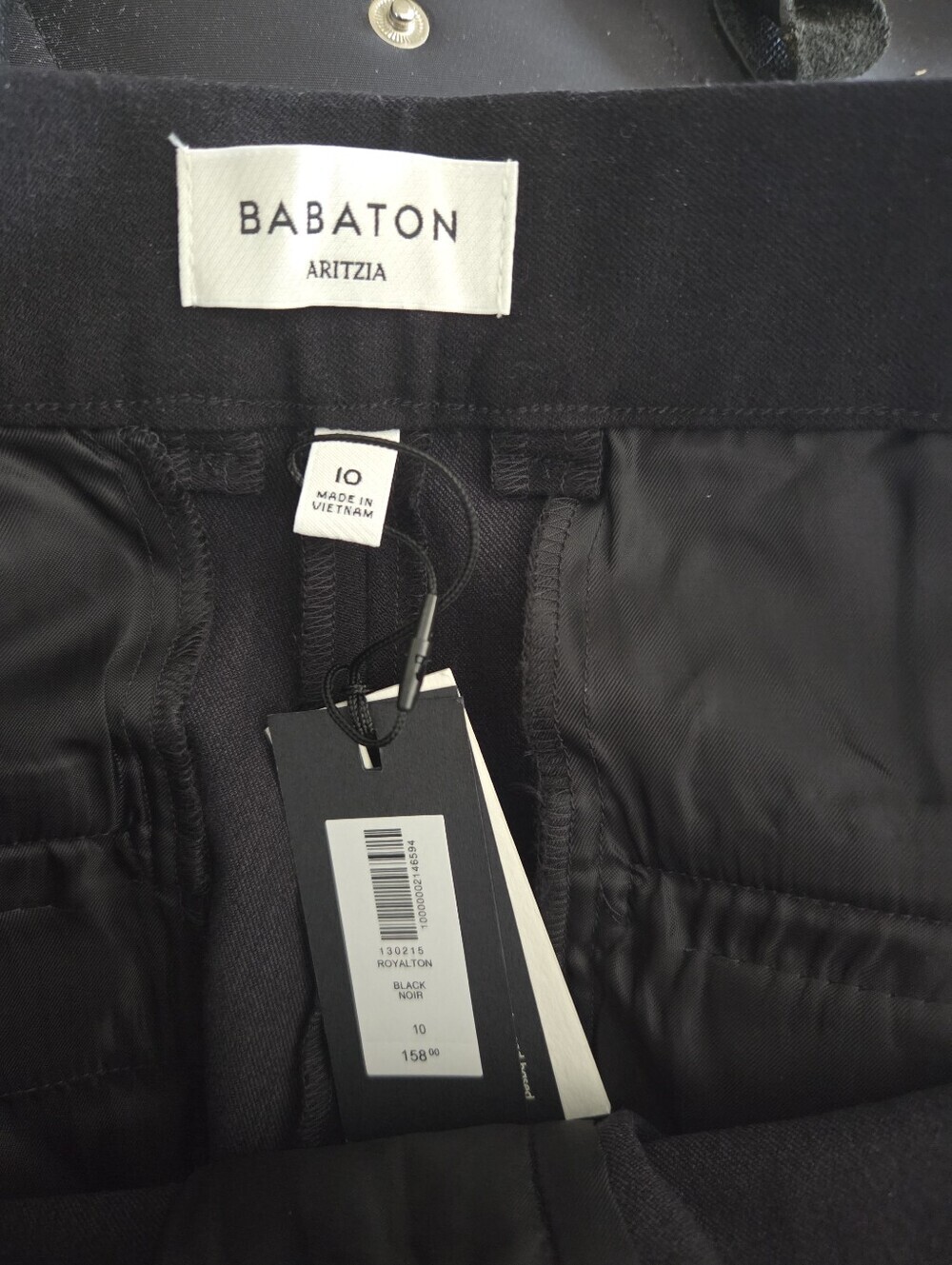 NWT Aritzia Babaton Royalton Pants Slim fit Straight leg Twill Pants Black Sz 10 - Picture 16 of 16